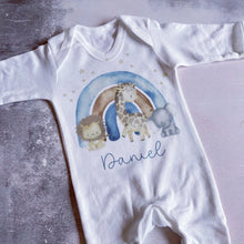 Load image into Gallery viewer, Pregnancy Announcement Vest, New baby boy gift, unisex Coming Home Gift, Elephant Baby Shower Gift, Personalised Safari Baby Vest, Lion