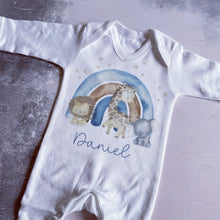 Load image into Gallery viewer, Pregnancy Announcement Vest, New baby boy gift, unisex Coming Home Gift, Elephant Baby Shower Gift, Personalised Safari Baby Vest, Lion
