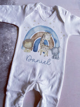 Load image into Gallery viewer, Pregnancy Announcement Vest, New baby boy gift, unisex Coming Home Gift, Elephant Baby Shower Gift, Personalised Safari Baby Vest, Lion