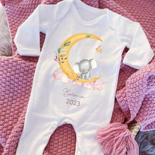 Load image into Gallery viewer, Personalised Sleepsuit, New baby gift, Born in 2023 gift, Personalised baby grow, Safari baby gift, Going home outfit, Baby keepsake vest