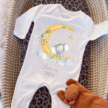 Load image into Gallery viewer, Personalised Sleepsuit, New baby gift, Born in 2023 gift, Personalised baby grow, Safari baby gift, Going home outfit, Baby keepsake vest
