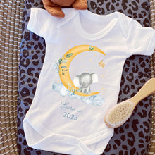 Load image into Gallery viewer, Personalised Sleepsuit, New baby gift, Born in 2023 gift, Personalised baby grow, Safari baby gift, Going home outfit, Baby keepsake vest