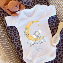 Load image into Gallery viewer, Personalised Sleepsuit, New baby gift, Born in 2023 gift, Personalised baby grow, Safari baby gift, Going home outfit, Baby keepsake vest