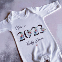 Load image into Gallery viewer, Baby girls born in 2023 babygrow, vest, sleepsuit, baby girls hospital coming home outfit, Newborn Pregnancy Announcement Gift, New Mum Gift