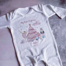 Load image into Gallery viewer, Personalised First Christmas Baby Vest, My first Christmas Babygrow, Pink Nutcracker baby vest, Girls 1st Christmas Personalised Sleepsuit