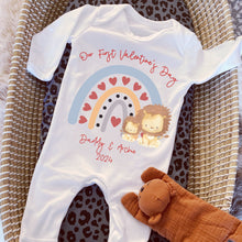 Load image into Gallery viewer, I Love My Daddy Baby Vest, Personalised Safari love Mummy Babygrow, Valentine's Pregnancy Announcement Gift,  1st Valentines Baby Sleepsuit