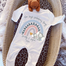 Load image into Gallery viewer, I Love My Daddy Baby Vest, Personalised Safari love Mummy Babygrow, Valentine's elephant rainbow Gift,  1st Valentines Baby Sleepsuit Boy