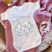 Load image into Gallery viewer, I Love My Daddy Baby Vest, Personalised Safari I love Mummy Babygrow, Valentine's Family Announcement Gift,  1st Valentines Baby Sleepsuit