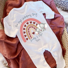 Load image into Gallery viewer, I Love My Daddy Baby Vest, Personalised Safari love Mummy Babygrow, Valentine's elephant rainbow Gift,  1st Valentines Baby Sleepsuit Girl