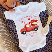 Load image into Gallery viewer, Personalised First Valentine's Baby Vest, My first Valentine Babygrow, Love Baby's First I love my Mummy, Daddy Grandad Nana, Mummy and Me