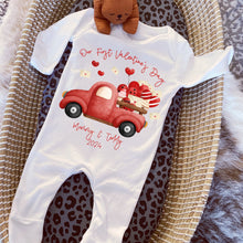 Load image into Gallery viewer, Personalised First Valentine's Baby Vest, My first Valentine Babygrow, Love Baby's First I love my Mummy, Daddy Grandad Nana, Mummy and Me