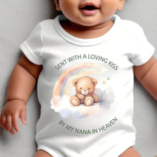 Load image into Gallery viewer, Sent With A Kiss From My Nana In Heaven, I Love My Nana Baby Vest, Pregnancy Announcement, Cute Baby Vest Bodysuit Baby Grow, Rainbow Baby