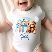 Load image into Gallery viewer, Little Brother announcement, Teddy bear Pregnancy reveal, I'm a little Brother Baby Vest, Newborn baby boy gift, Little Brother Announcement