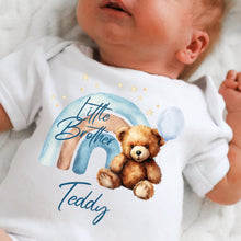 Load image into Gallery viewer, Little Brother announcement, Teddy bear Pregnancy reveal, I'm a little Brother Baby Vest, Newborn baby boy gift, Little Brother Announcement
