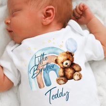 Load image into Gallery viewer, Little Brother announcement, Teddy bear Pregnancy reveal, I'm a little Brother Baby Vest, Newborn baby boy gift, Little Brother Announcement