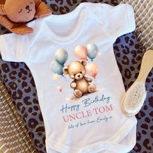 Load image into Gallery viewer, Happy Birthday Uncle Babygrow, 1st Birthday as My Uncle, New Uncle Gift, Uncle Birthday, Uncle Birthday, Sleepsuit Vest Bodysuit Birthday