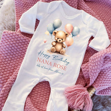Load image into Gallery viewer, Happy Birthday Nana Babygrow, 1st Birthday as My Nanny, New Nan Gift, Grandma Birthday, Granny Birthday, Sleepsuit Vest Bodysuit Birthday