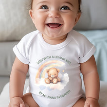 Load image into Gallery viewer, Sent With A Kiss From My Nana In Heaven, I Love My Nana Baby Vest, Pregnancy Announcement, Cute Baby Vest Bodysuit Baby Grow, Rainbow Baby