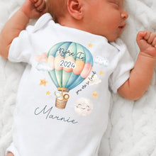 Load image into Gallery viewer, Personalised Born in 2024 Baby Vest, Safari Baby Sleepsuit, Personalised Baby Vest, New Baby Gift, Cute Baby Girl, Baby Announcement Vest