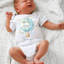 Load image into Gallery viewer, Personalised Born in 2024 Baby Vest, Safari Baby Sleepsuit, Personalised Baby Outfit, New Baby Gift, Cute Baby Boy, Baby Announcement Vest