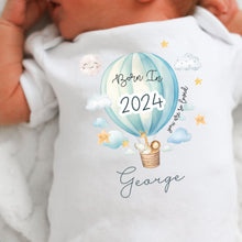 Load image into Gallery viewer, Personalised Born in 2024 Baby Vest, Safari Baby Sleepsuit, Personalised Baby Outfit, New Baby Gift, Cute Baby Boy, Baby Announcement Vest