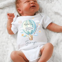 Load image into Gallery viewer, Personalised Born in 2024 Baby Vest, Safari Baby Sleepsuit, Personalised Baby Outfit, New Baby Gift, Cute Baby Boy, Baby Announcement Vest
