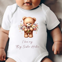 Load image into Gallery viewer, I Love My Sister Baby Vest, Personalised Sibling Bodysuit, Babygrow, Newborn Pregnancy Announcement, Going to be an Big Brother Announcement