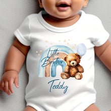 Load image into Gallery viewer, Little Brother announcement, Teddy bear Pregnancy reveal, I'm a little Brother Baby Vest, Newborn baby boy gift, Little Brother Announcement