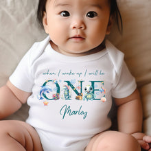 Load image into Gallery viewer, Under the sea Birthday sleepsuit, Baby Girl Birthday vest, When I wake up I’ll be One, 1st One, pastel saline, Ocean birthday outfit girl