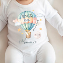 Load image into Gallery viewer, Personalised Born in 2024 Baby Vest, Safari Baby Sleepsuit, Personalised Baby Vest, New Baby Gift, Cute Baby Girl, Baby Announcement Vest