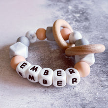 Load image into Gallery viewer, Personalised Silicone Teething Ring Pale Peach