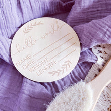 Load image into Gallery viewer, Hello World Baby Announcement Milestone Card