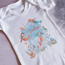 Load image into Gallery viewer, Personalised Mermaid babygrow / Sleepsuit
