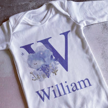 Load image into Gallery viewer, Nautical Whale Personalised babygrow / Sleepsuit