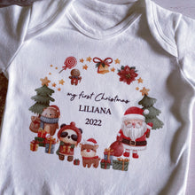 Load image into Gallery viewer, Christmas Animal Friends Personalised babygrow / Sleepsuit