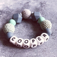 Load image into Gallery viewer, Personalised Silicone Teether without Bow - Hopes, Dreams & Jellybeans