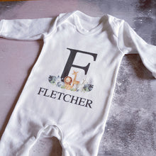 Load image into Gallery viewer, Personalised Safari babygrow / Sleepsuit