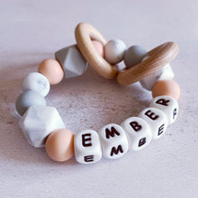 Load image into Gallery viewer, Personalised Silicone Teething Ring Pale Peach