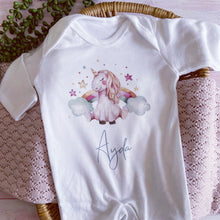Load image into Gallery viewer, Personalised Unicorn babygrow / Sleepsuit