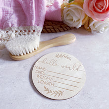 Load image into Gallery viewer, Hello World Baby Announcement Milestone Card