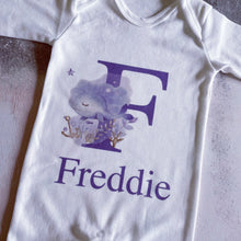 Load image into Gallery viewer, Nautical Whale Personalised babygrow / Sleepsuit