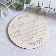 Load image into Gallery viewer, Hello World Baby Announcement Milestone Card