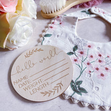 Load image into Gallery viewer, Hello World Baby Announcement Milestone Card