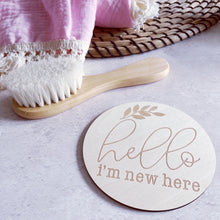 Load image into Gallery viewer, Hello I’m New Here Baby Announcement Milestone Card