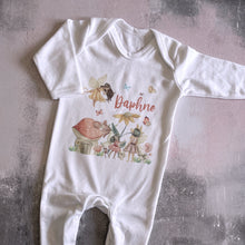 Load image into Gallery viewer, Personalised Fairy Garden babygrow / Sleepsuit