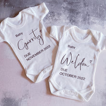 Load image into Gallery viewer, Personalised Announcement babygrow / Sleepsuit
