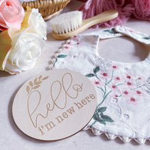 Load image into Gallery viewer, Hello I’m New Here Baby Announcement Milestone Card