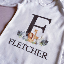 Load image into Gallery viewer, Personalised Safari babygrow / Sleepsuit