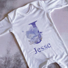 Load image into Gallery viewer, Nautical Whale Personalised babygrow / Sleepsuit