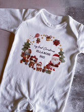 Load image into Gallery viewer, Christmas Animal Friends Personalised babygrow / Sleepsuit